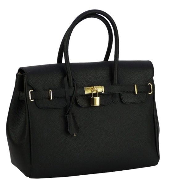 💯 GENUINE Leather Italian Vera Pelle Birkin Bag - Picture 2 of 6